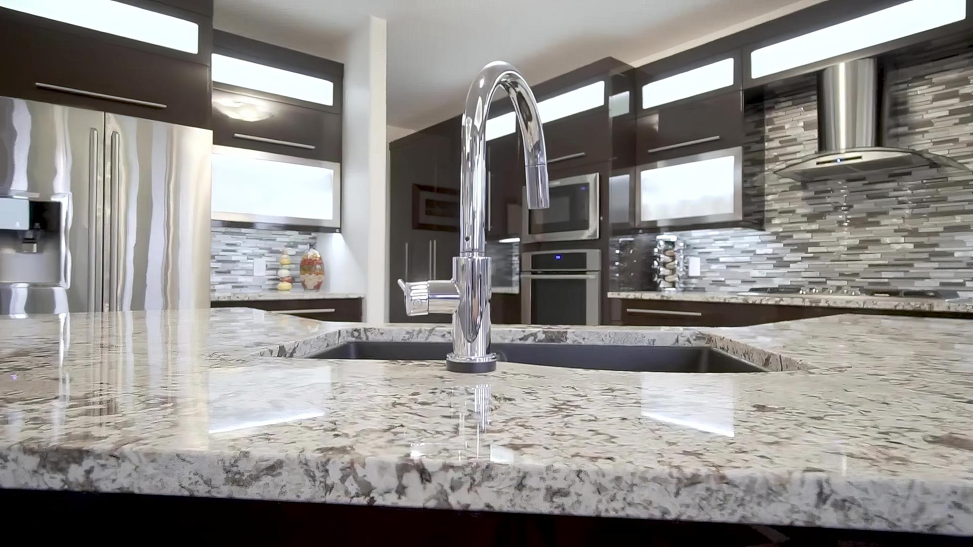 Granite sink cutout undermount installation Houston TX